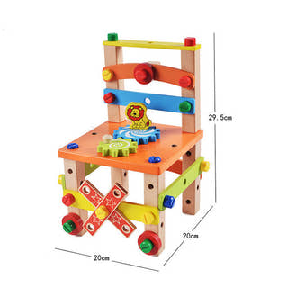 Wooden Montessori Chair with a natural finish, ergonomic design, and smooth edges.