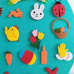 Toddler engaging with a Montessori Easter Bunny toy