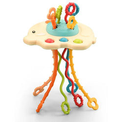 Wooden Montessori toy with numbers and shapes.
