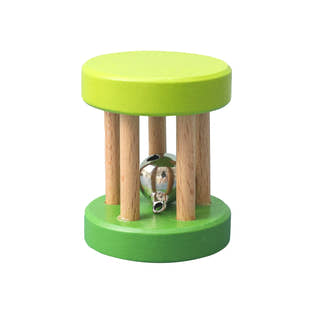 Natural Wooden Teething Rattle with Crochet Beads for Babies